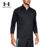 安德玛官方UA Tech男子1/2拉链运动长袖T恤Under Armour1328495 黑色001 S