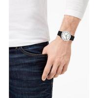 天美时(TIMEX)男士防水石英机芯Easy Reader黑色皮革表带手表40mm Black Mens