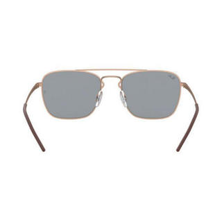 雷朋（RayBan）RB3588 55mm 男士方形框架太阳镜 轻质金属框架 可调节鼻垫 RUBBER GOLD/BROWN One