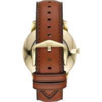 Fossil 化石男士石英手表 棕色皮革表带商务休闲表 极简主义44mm绿色表盘 Luggage ONE SIZE