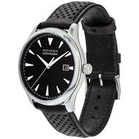 Movado摩凡陀男士手表Swiss瑞士石英机芯Heritage系列黑色皮革表带腕表40mm Black ONE SIZE