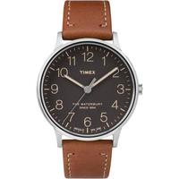 天美时(TIMEX) Waterbury系列 男士经典计时 40mm表盘 棕色皮革表带手表 Tan ONE SIZE