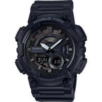 卡西欧(Casio)男士手表 石英机芯 100米防水模拟数字黑色树脂表带腕表 50mm表盘 Black ONE SIZE
