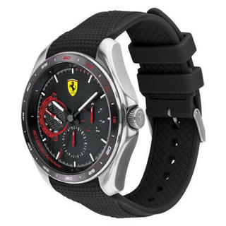 Ferrari男士手表Speedracer系列石英机芯赛车风多功能计时黑色硅胶表带44mm防水50m Black No Size