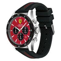 Ferrari男士手表石英机芯Pilota系列赛车风时尚吸睛计时腕表黑色橡胶表带45mm防水50m Black No Size