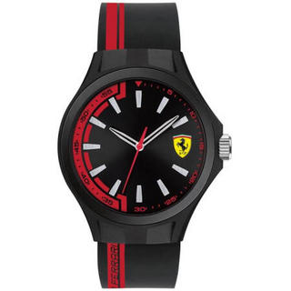 Ferrari男士基础款运动手表套装礼盒石英机芯黑色硅胶表带红黄元素搭配logo38mm&44mm Black No Size