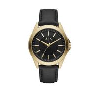 阿玛尼(ARMANI EXCHANGE)AIX男士手表石英机芯简约时尚黑色皮革表带腕表44mm Black One Size