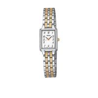 精工(Seiko)女士手表石英机芯SXGL61不锈钢表链17mm矩形阿拉伯数字表盘防水30m Gray One Size
