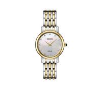 精工(Seiko)女士石英机芯太阳能手表不锈钢表链30mm水晶镶嵌表盘12个月动力存储防水50m Two-Tone One Size