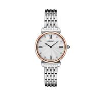 精工(Seiko)女士手表石英机芯银色不锈钢表链30mm水晶镶嵌两针表盘防水50m优雅腕表 Rose Gold One Size