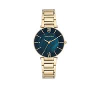 安妮克莱因(ANNE KLEIN)女士石英机芯防水金色调金属表带时尚腕表32mm Gold One Size