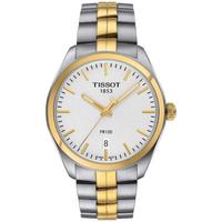 天梭(TISSOT)女士手表瑞士石英机芯金银两色不锈钢表带经典日期圆表盘33mm商务腕表防水100m No Color ONE SIZE