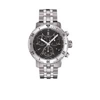 天梭(TISSOT)男士手表石英机芯PRS 200不锈钢表带黑色多功能日期表盘41mm防水200m Silver One Size