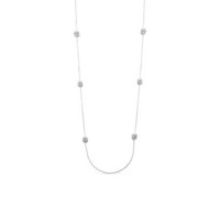 安妮克莱因（ANNE KLEIN）女士银色闪耀玻璃石点缀长项链42英寸 气质优雅 生日礼物 Gray One Size