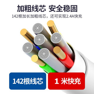 LICHEERS 领臣 苹果数据线快充 适用iPhone12/11Pro Max/Xs/XR/SE/8P/7手机充电器线iPad Air/mini1米