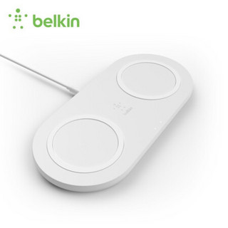 贝尔金(BELKIN)双板无线充电器15W快充通用苹果iPhone11/12pro/SE快充头充电板 白色