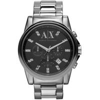 阿玛尼(ARMANI EXCHANGE)男士手表石英机芯不锈钢手链45mm水晶镶嵌计时功能防水50m Silver ONE SIZE