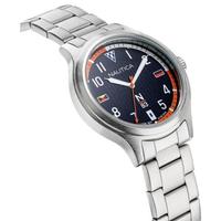 诺帝卡(NAUTICA)男士手表海军风50米防水不锈钢表带腕表 夜光指针 43mm Silver ONE SIZE