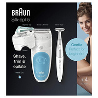 博朗（Braun）5-810 女士脱毛器 干湿可用 比基尼修剪 轻柔脱毛 适合初次使用者 可充电蓝色