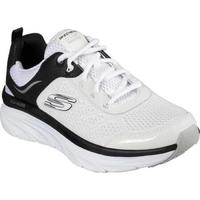 SKECHERS斯凯奇男士运动鞋低帮系带飞织网面休闲鞋厚底缓震耐磨轻质舒适跑鞋时尚旅游鞋885000 White/Black 9.5/42.5码