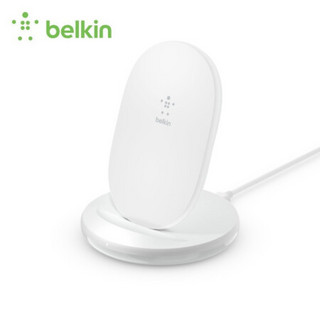 belkin 贝尔金 BELKIN）15W立式无线充电器快充iPhone11/12Pro/XS/8/SE华为小米三星QI认证手机 白色