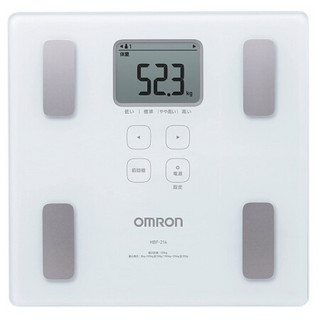 欧姆龙（OMRON）HBF-214-W 体重秤 干电池供电 体脂秤 白色 减肥瘦身管理