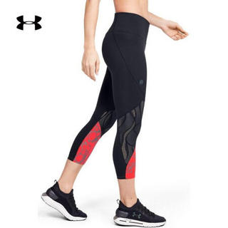 安德玛官方UA RUSH Vent女子运动紧身中裤Under Armour1351718 黑色002 XL