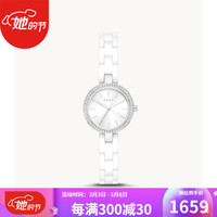 DKNY女士手表石英机芯陶瓷表带26mm水晶密镶点缀表盘防水30m优雅气质腕表 NY2915 Silver os