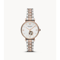 EMPORIO ARMANI 女士手表自动机芯不锈钢表带34mm半镂空精致表盘防水50mAR60019 Rose Gold os