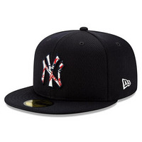 MLB男女棒球帽New York Yankees平檐海军蓝遮阳帽运动帽彩色Logo3659377 single 7 1/8(适合头围56.8cm)