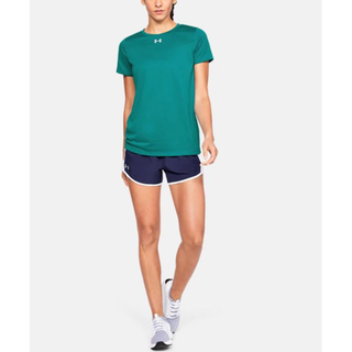 安德玛（Under Armour）女士短袖夏季速干套头圆领舒适透气休闲T恤宽松运动上衣1305510 Coastal Teal/White 3XL(适合胸围122-126cm)