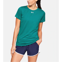 安德玛(Under Armour)女士短袖夏季速干套头圆领舒适透气休闲T恤宽松运动上衣1305510 Coastal Teal/White 3XL(适合胸围122-126cm)
