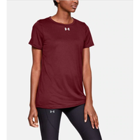 安德玛(Under Armour)女士短袖夏季速干套头圆领舒适透气休闲T恤宽松运动上衣1305510 Cardinal/White LG(适合胸围99-103cm)