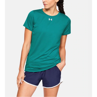 安德玛（Under Armour）女士短袖夏季速干套头圆领舒适透气休闲T恤宽松运动上衣1305510 Coastal Teal/White XS(适合胸围82-85cm)