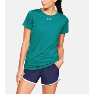 安德玛（Under Armour）女士短袖夏季速干套头圆领舒适透气休闲T恤宽松运动上衣1305510 Coastal Teal/White XS(适合胸围82-85cm)