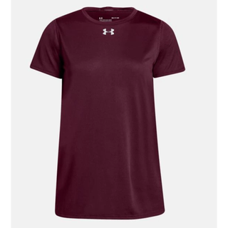 安德玛（Under Armour）女士短袖夏季速干套头圆领舒适透气休闲T恤宽松运动上衣1305510 Maroon/White MD(适合胸围92-95cm)