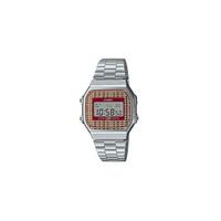 卡西欧（Casio）中性风格手表石英机芯50米防水数字不锈钢手链腕表36.3mm Silver And Red os