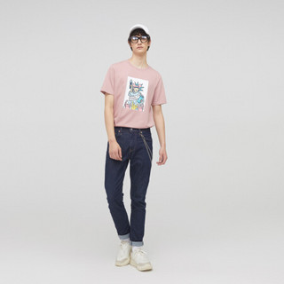 京东京造 男士卡通印花短袖T恤 脏粉色 S