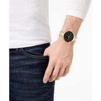 阿玛尼(ARMANI EXCHANGE)男士石英手表不锈钢表带极简42mm表盘防水50m&手链套装 Gold os