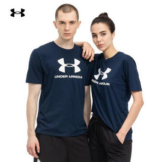 安德玛官方UA Sportstyle运动短袖T恤男女同款Under Armour1329590 深蓝色408 男码L/女码XL