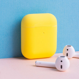 爱否Airpods 1/2代耳机硅胶软壳苹果一二代通用分体式多彩硅胶连体式全包裹保护套 分体 黄色