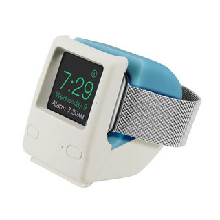 爱否Apple Watch硅胶支架SE苹果手表iWatch6代通用充电支架底座复古创意办公桌面架 撞色 潮蓝