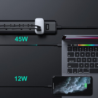 AUKEY傲基氮化镓65W双口充电器USB-C口电源适配器通用苹果笔记本iPadType-C快充插头 黑色+2米C-L苹果线