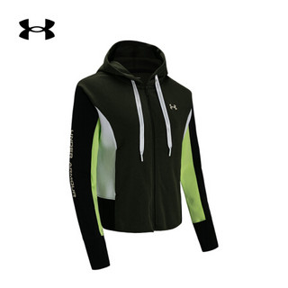 安德玛官方UA Embroidered女子抓绒运动拉链连帽外套Under Armour1362419 绿色310 XL