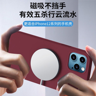 KOOLIFE 苹果12/12pro手机壳magsafe磁吸充电液态硅胶 iPhone12/12pro保护套防滑防摔防指纹软壳6.1 梅子色