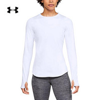 安德玛官方UA ColdGear女子圆领运动训练长袖T恤Under Armour1298214 白色100 XS