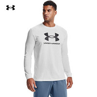 安德玛官方UA Sportstyle男子训练运动长袖T恤Under Armour1362743 白色100 3XL