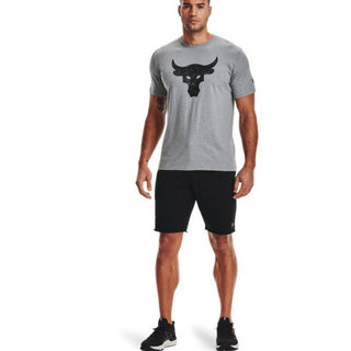 安德玛官方UA Project Rock强森男子训练运动短袖T恤1361733 灰色035 3XL