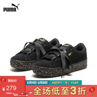 PUMA彪马官方 女子厚底休闲鞋 Vikky Platform Ribbon 366815 黑色-黑色-金色 01 35.5