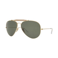 雷朋（RayBan）RB3029 OUTDOORSMAN II 62mm 男士飞行员风格太阳镜 GOLD SHINY/GREEN 62